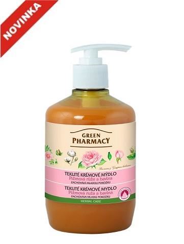 Green Pharmacy tekuté krémové mýdlo - zachovává mladou pokožku 460 ml - Pižmová růže a bavlna
